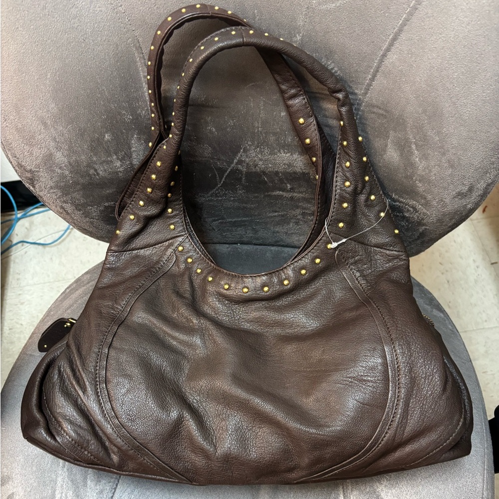 Sigrid Olsen Dark Brown Studded Shoulder Bag